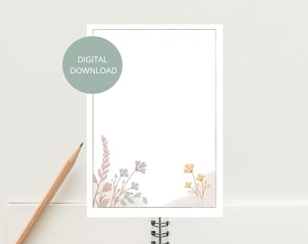 Floral Stationery Template | A5 Letter Writing Paper (Digital Download)