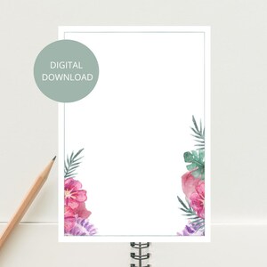 Floral Stationery Template | A5 Letter Writing Paper (Digital Download)