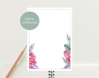 Floral Stationery Template | A5 Letter Writing Paper (Digital Download)
