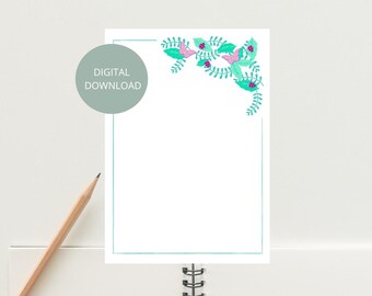 Floral Stationery Template | Printable Letter Writing Paper (Digital Download)