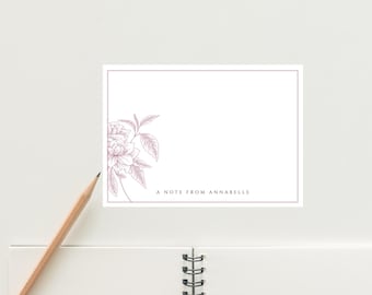 Floral | Personalised Flat Note Cards | Minimal Stationery Set | Birthday Gifts | Write Letters
