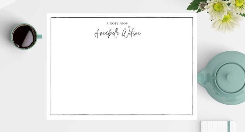 May include: A white notepad with a black border and the text "A note from Annabelle Wilson" at the top.
