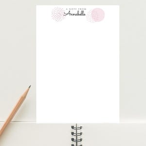 Pink | Personalised Minimal Stationery Set With Envelopes | Circles | Letter Writing Paper | Note Paper | Gift Set | A5 paper