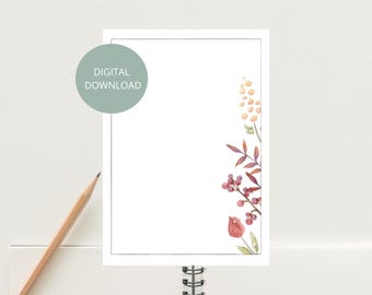 Floral A5 Printable Stationery | Letter Writing Template (Digital Download)