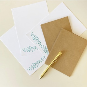Stationery Set | Letter Writing Paper | 10 sheets | 5 Kraft Envelopes
