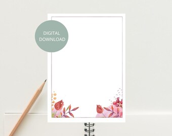 Digital Instant Download | Stationery Template | Letter Writing | Stationery | Download | Instant Print