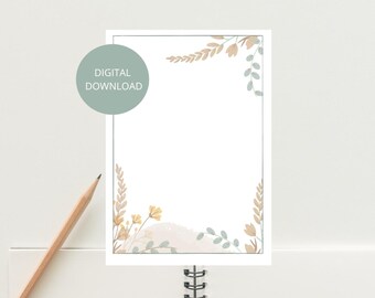 Floral Stationery Template | Printable Letter Writing Paper (Digital Download)