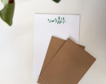 Stationery Set | Letter Writing Paper | 10 sheets | 5 Kraft Envelopes
