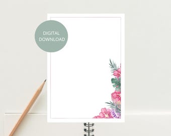 Floral Stationery Template | Printable Letter Writing Paper (Digital Download)