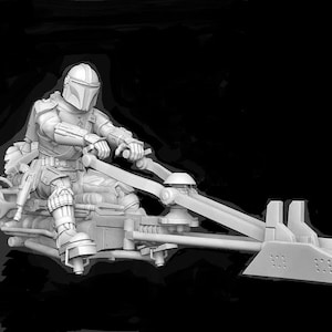 The Mando on speeder with the kid 28mm scale