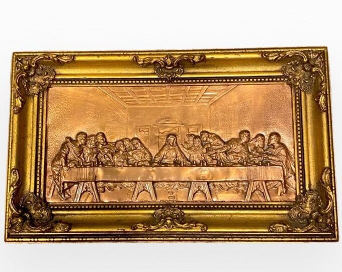 Copper Last Supper Embossed Art in Gilded Frame Etsy