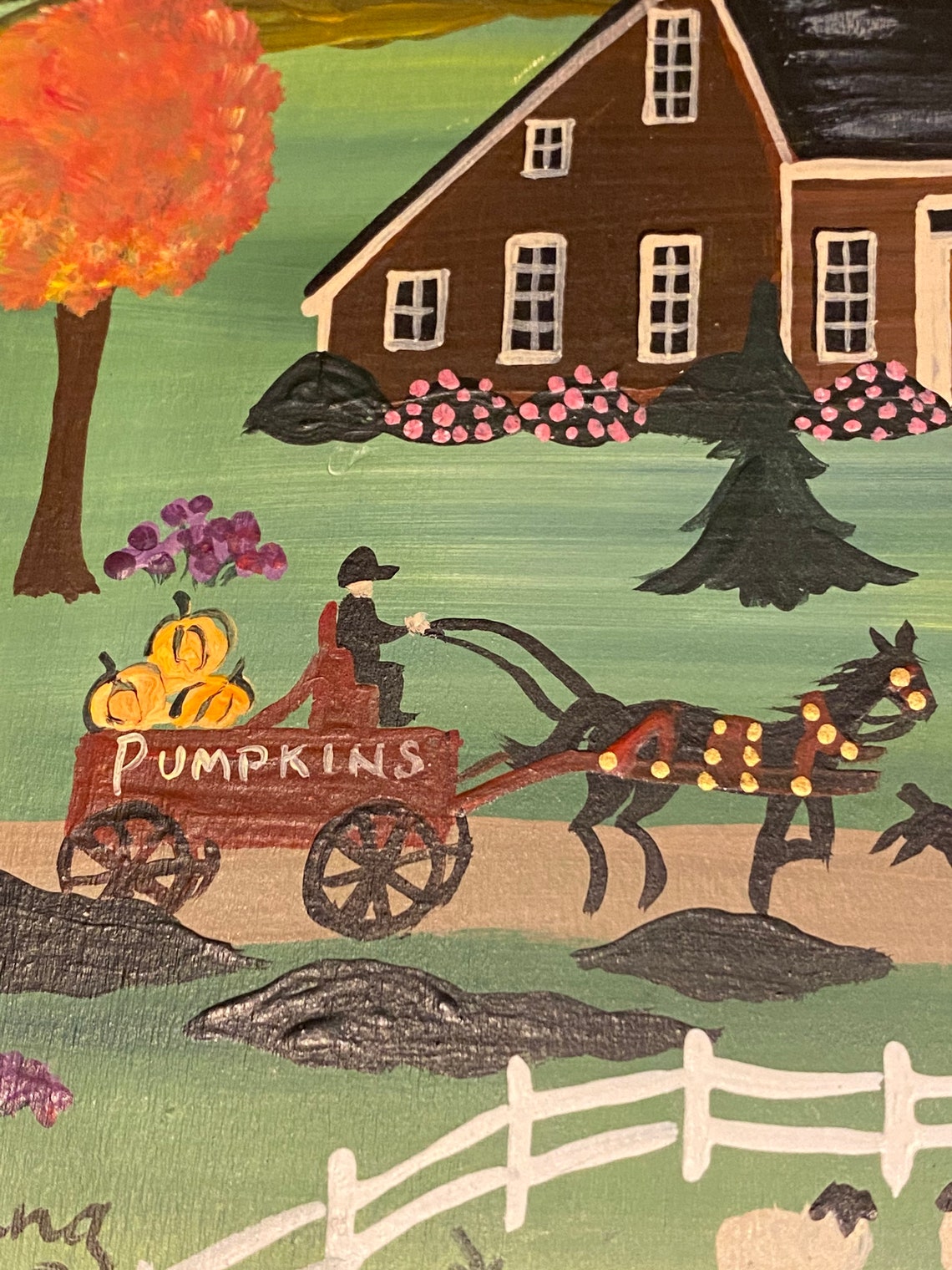 Virginia Young Folk Art Season Oil Painting Autumn Etsy