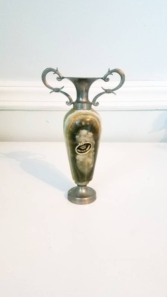 Onyx S Works Stone And Pewter Bud Vase Statue Etsy