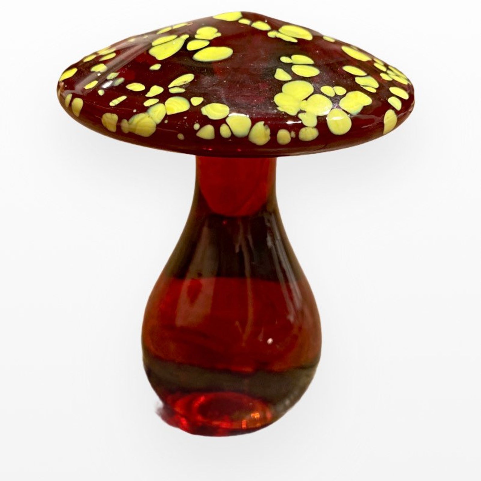 Kanawha Glass Co Blown Glass Red and Yellow Mushroom Etsy