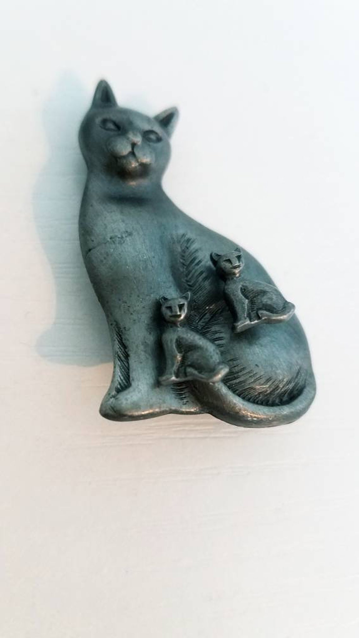 Unique Pewter Cat & Kittens Brooch and Earring Set Etsy
