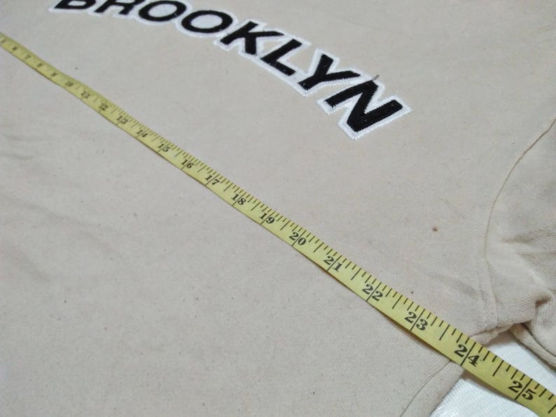 AB TECH Sports Brooklyn Vintage Brooklyn Embroidered Big Logo Spell Out Beige Color Men/'s Sweater Long Sleeve Crew-Neck Jumper Sweatshirt