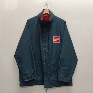 UNITOG X COCA COLA Coke 60&#39;s Vintage Clothing Ebroidered Logo Army Green Color Red Lining Long Sleeve Full Zipper Hoodie Windbreaker Jacket.
