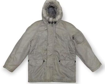 N3B USAF X MANDOC Military Heritage Snorkel Parka Gray Artic Puffer Jacket Fur Hoodie Heavy Winter Coat Warm Outerwear Classic Winter Jacket