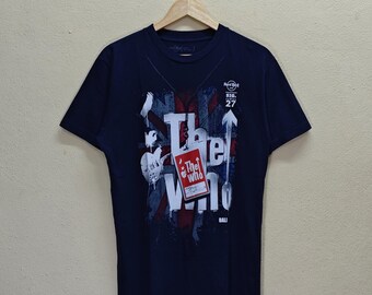 THE WHO X Hard Rock Cafe Bali Vintage Signature Series 27 Band Graphic Tee Union Jack Design T-shirt Music Memorabilia Unisex Retro Shirt