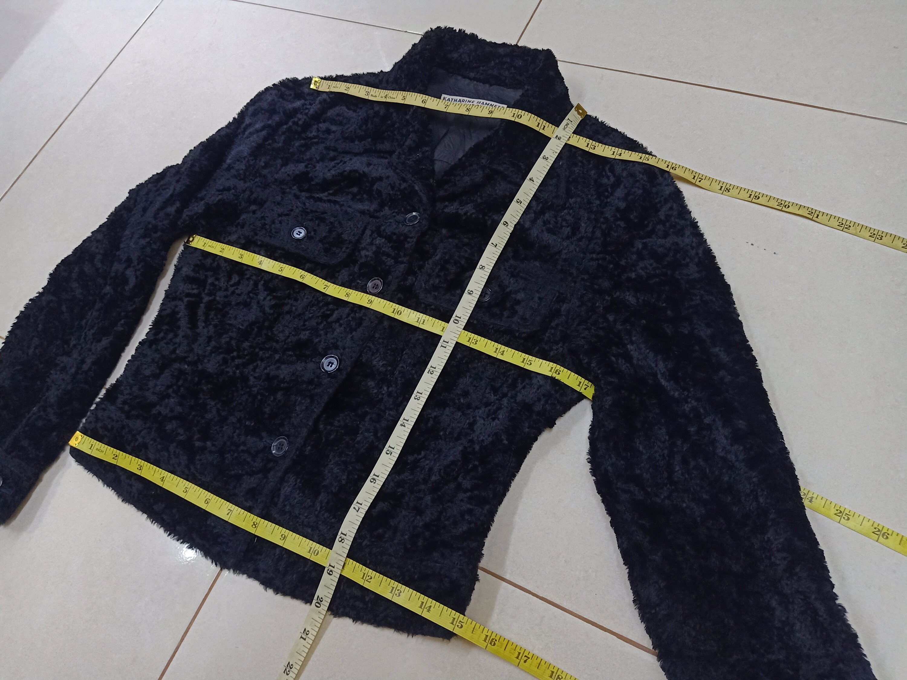 KATHARINE HAMNETT London Faux Fur Vintage Clothing Black Color