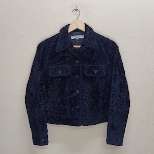 KATHARINE HAMNETT London Faux Fur Vintage Clothing Black Color Full Button Size M Cropped Blazer