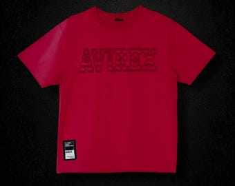 90s AVIREX Vintage Embroidered Graphic Big Logo Y2K Millennium U.S. Armed Forces New York Style Streetwear Red Color M T-shirt Tee.