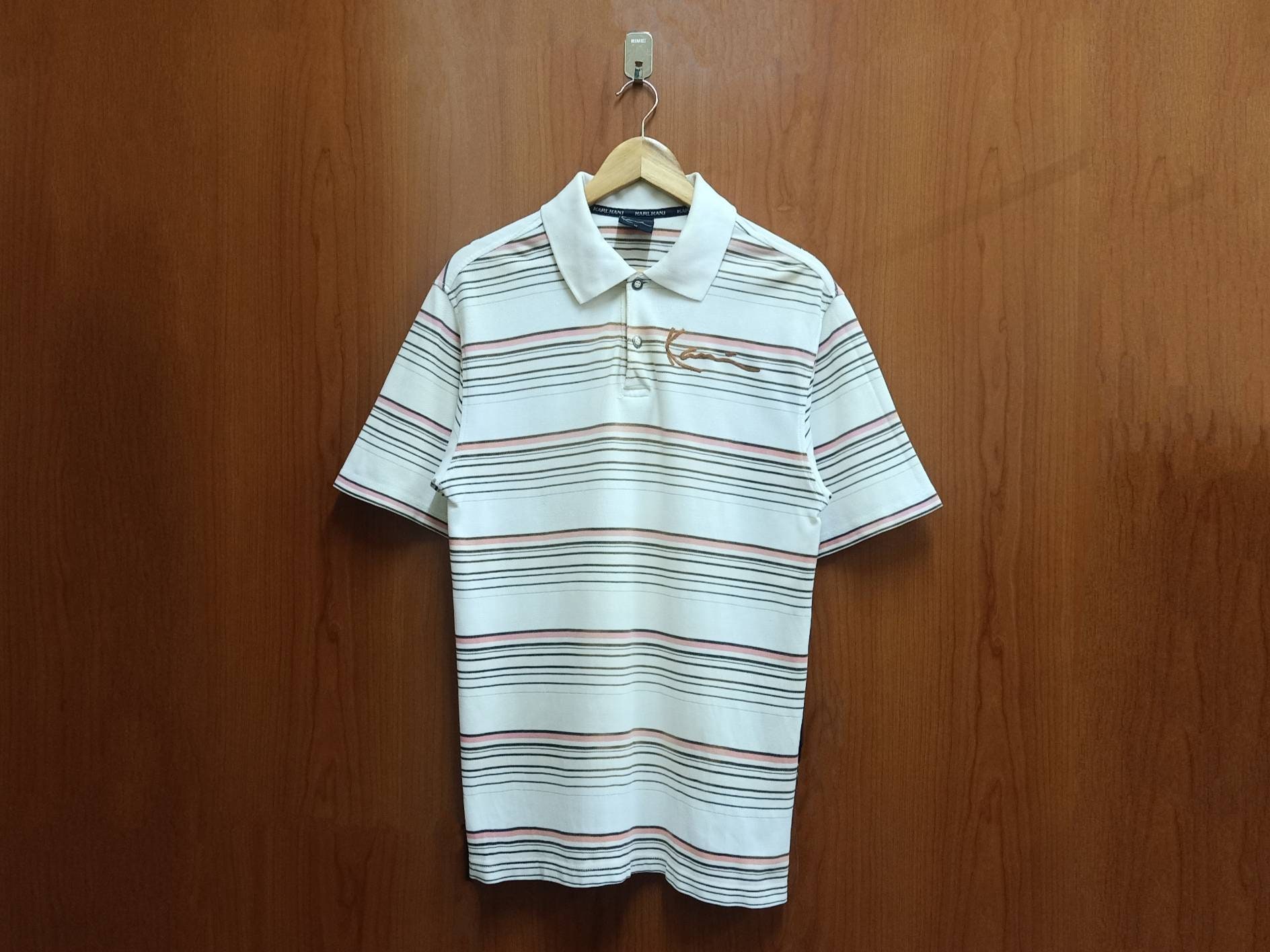 90s 00s hiphop KARL KANI ストライプポロシャツ XXL Vintage 90's KARL KANI Gold Edition Stripe Embroidered Karl Kani