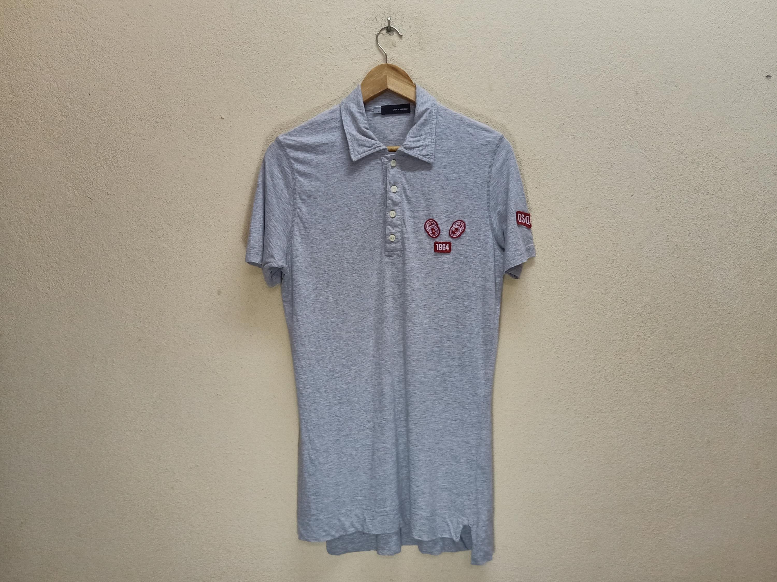Dsquared2, 90s DSQUARED2 Made In Italy Vintage Clothing Embroidered Logo Patch Quater Button Gray Color Short Sleeve L Size Polo Shirt