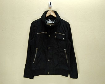 VON DUTCH Los Angeles Motorcycles Vintage-Kleidung Schwarz Farbe Harte Baumwolle Voller Reißverschluss Druckknopf Hoodie Langarm M Motorradjacke