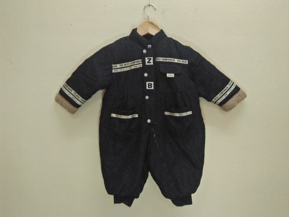 ZAPPY Pull 1 Kids Vintage Clothing Boy's Baby's Toddler's Kid's Black Color White Line Full Zipper Button Up Overalls