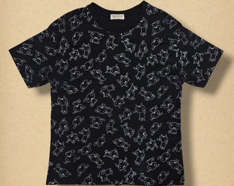 Rare!! 90s SHIRO Crayon Shin Chan Dog Anime Vintage Official Harajuku Streetwear Monogram Graphics Unisex Black L Tee.