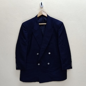 BALENCIAGA Paris Vintage Clothing Dark Navy Color Navy Lining Full Button Logo Wool B4 Size Coats Blazers.