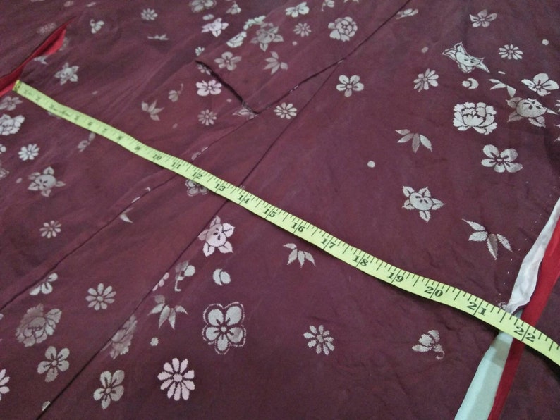 JAPANESE TRADITIONAL KIMONO Vintage Clothing Women/'s Dark Red Color Winter Summer Floral Pattern Long Robes.