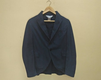 COMME DES GARCONS X Junya Watanabe Hecho en Francia 90s Denim Vintage Ropa Azul Marino Color Manga Larga Botón Completo Chaqueta de Abrigo Blazer.