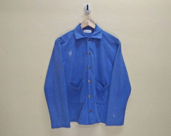 YSL Yves Saint Laurent Ropa vintage Color azul Bolsillos dobles Botón a presión Manga larga Ropa de dormir Talla 150 Camisas.