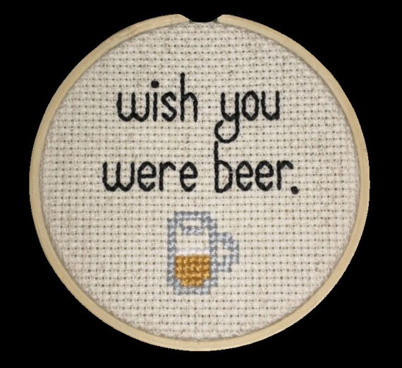 Wish You Were Beer Mini Cross Stitch Pattern Etsy