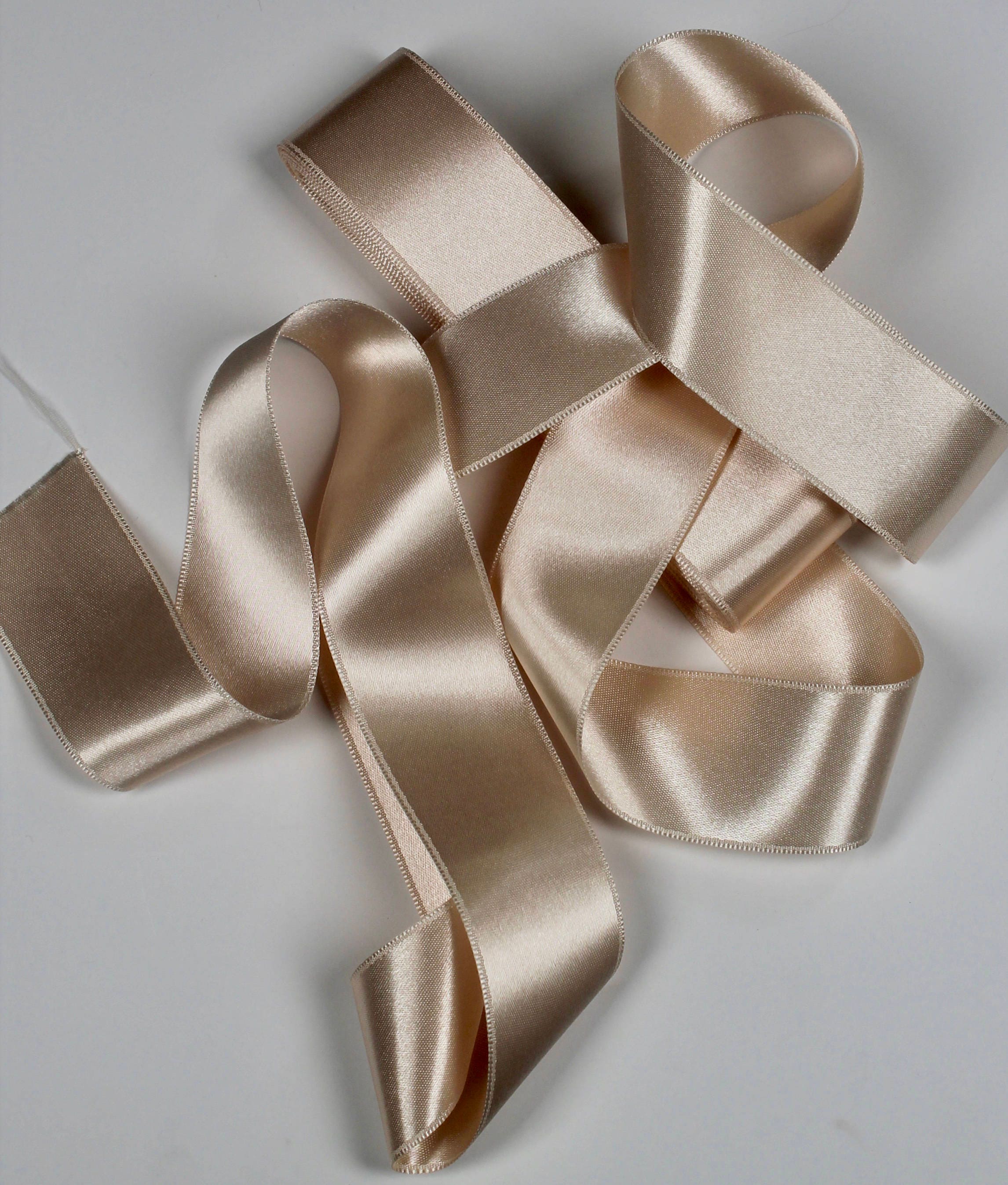 Champagne Satin Ribbon Double Sided Beige Satin Ribbon Etsy