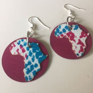 Small Pink and Blue Africa Leather and Ankara Fabric