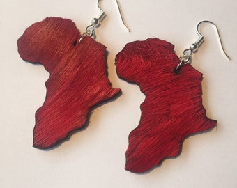 SPRINGBOK LEATHER EARRINGS in violet colour with hairy hide, genuine red leather backing, hand made, ethical, Africa shape