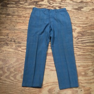 Vintage Lee Pants, Leesure, Blue Glen Check Plaid, Size 34 x 27