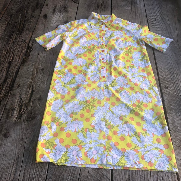 Vintage Floral Dress, 1960s, Homemade, Summer, Size Small / Medium