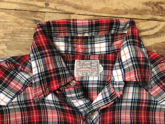 Vintage Western Shirt, H Bar C, Flannel, Pearl Sn… - image 8