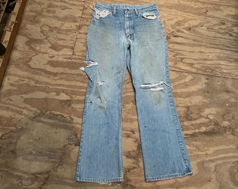 Vintage Wranglers, Distressed Jeans, Ripped, Size 31 x 30, 80s