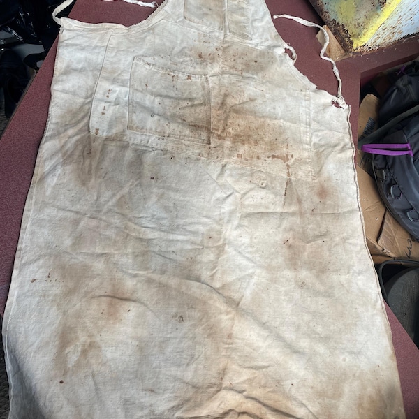 Vintage Apron, Stained, Mechanic Painter, Brown, Large