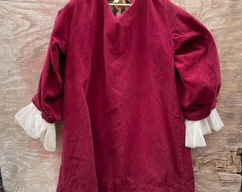 Vintage Theater Costume, Renaissance Fair, Medieval Robe, Velvet Maroon, One Size