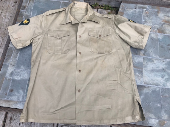 Vintage Military Surplus, Chino Shirt, Khaki Twill, A… - Gem