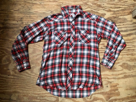 Vintage Western Shirt, H Bar C, Flannel, Pearl Sn… - image 1