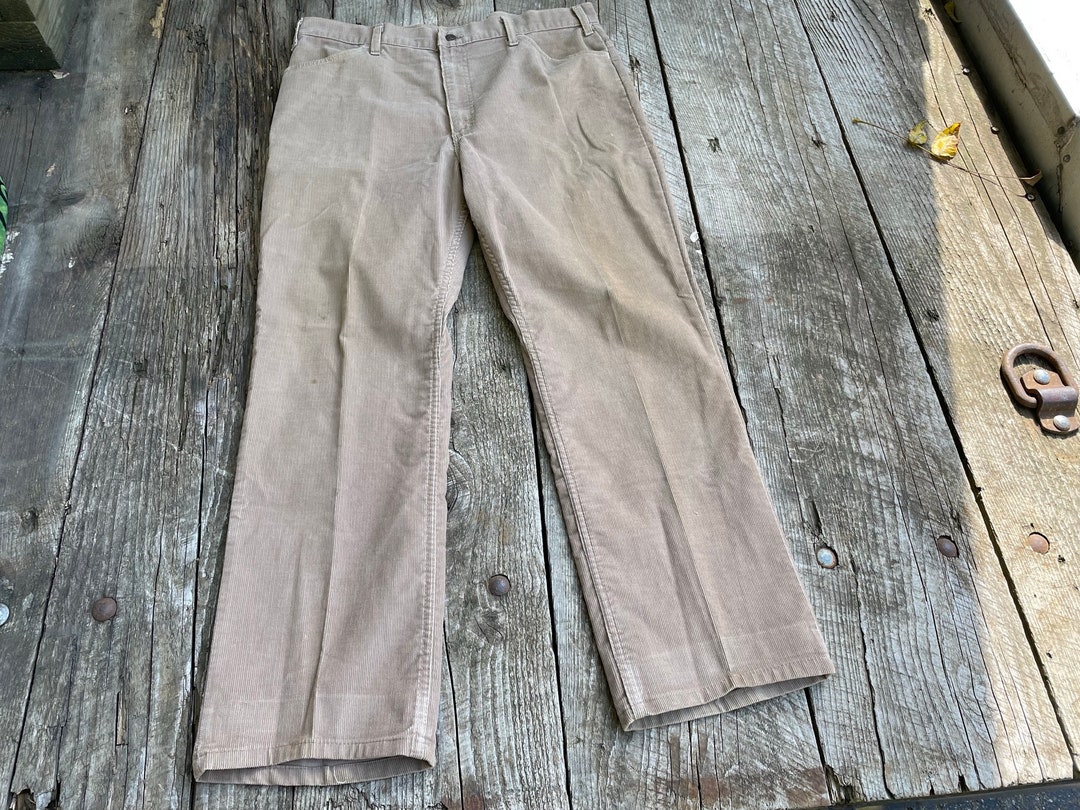 Vintage Corduroy Pants Tan Beige Plain Pockets Size 37 X 29 Etsy