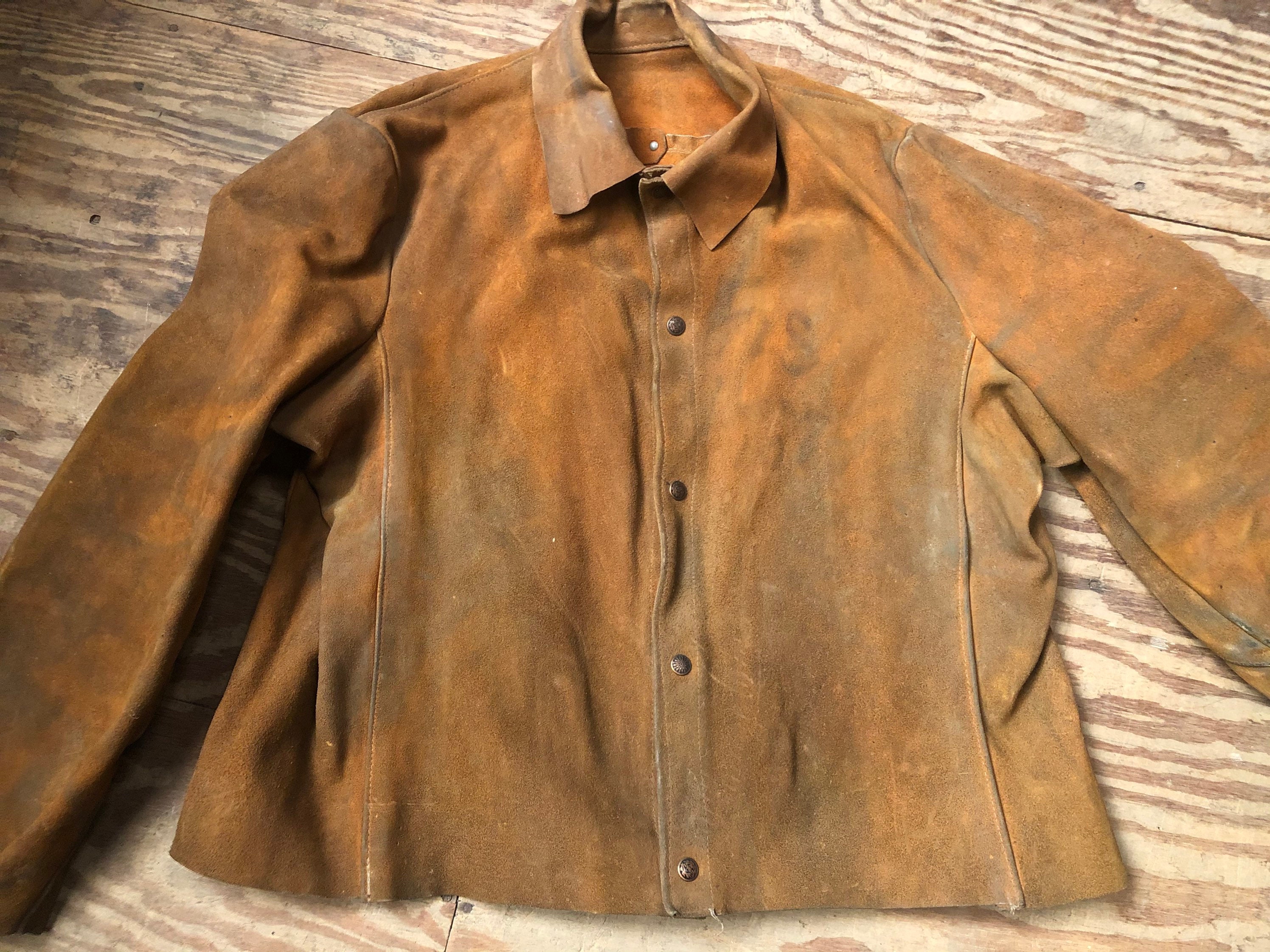 Vintage Leather Jacket, Welding Coat, Shop Wear - Etsy