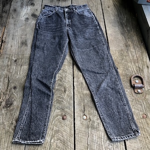 Lee Acid Wash Jeans, Black Denim, Size 13, Vintage 90s, High Waisted